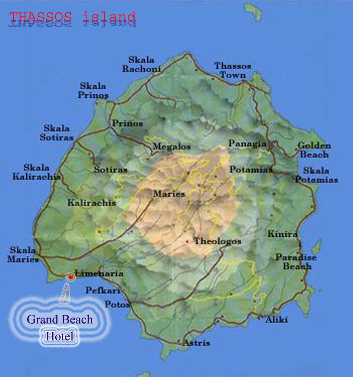 MAP OF THASSOS GRAND BEACH HOTEL